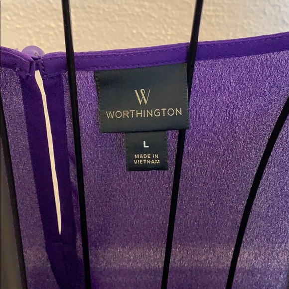 💚Worthington Sheer Long SleevePurpleBlouse WomenL - Picture 3 of 7
